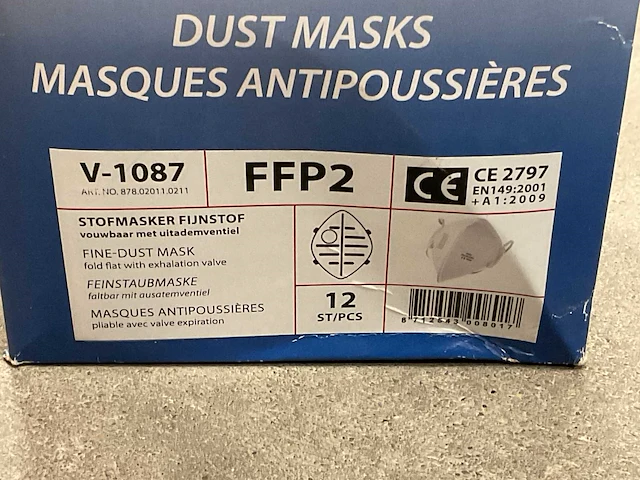 Qs ffp2 v-1087 doos á 12 stuks stofmaskers (4x) - afbeelding 2 van  3