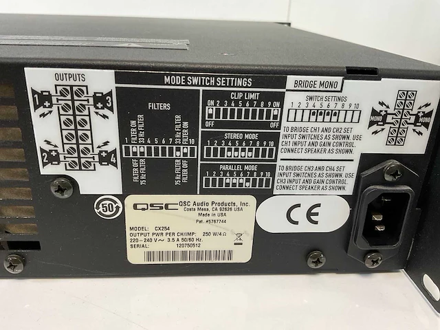 Qsc (cx254), audio 4-channel power amplifier rack - afbeelding 6 van  6