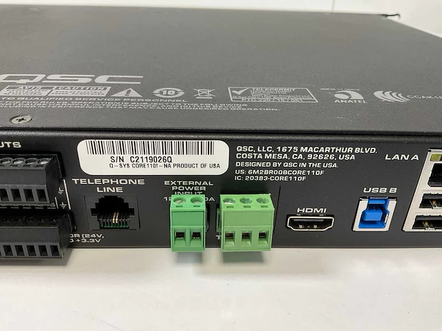 Qsc (q-sys core 110f), network + analog audio channels processor - afbeelding 7 van  7