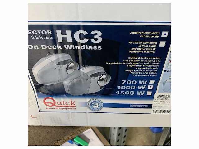 Quick hc3 hector 1000w electric horizontal windlass 8 mm - - afbeelding 9 van  10