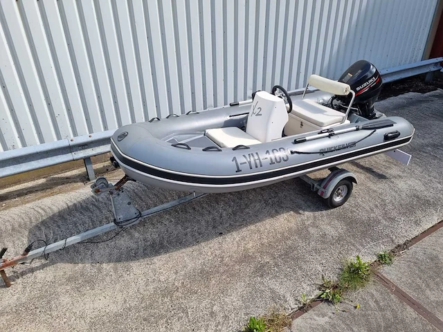 Quicksilver - 350 alu rib met atlanta trailer + 25 pk suzuki - rubberboot - afbeelding 1 van  43