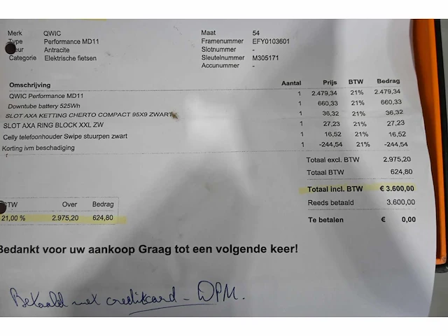 Qwic performance md11-54 antracite elektrische fiets - afbeelding 6 van  6