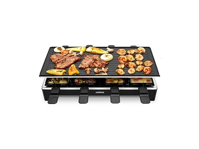 Raclette grill met omkeerbare grillpan - 8 personen - 1500w - zwart cusimax - afbeelding 2 van  3