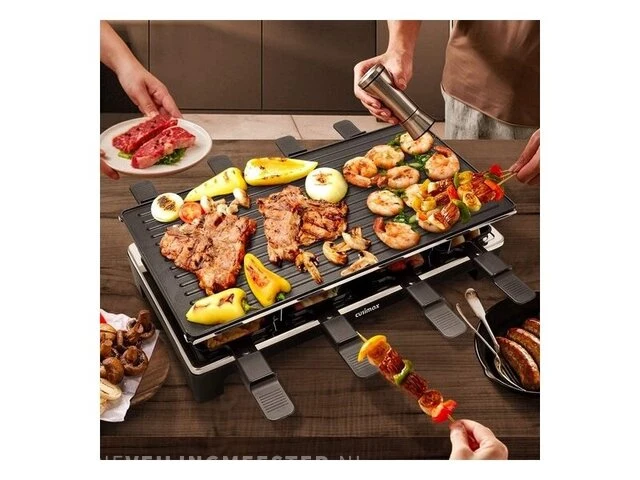 Raclette grill met omkeerbare grillpan - 8 personen - 1500w - zwart cusimax - afbeelding 3 van  3