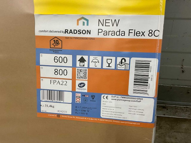 Radson parada flex-8c 22 paneelradiator 1341w (8x) - afbeelding 2 van  11