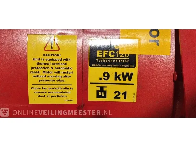 Ramfan turbo ventilator 1.2hp motor, efc 120 - afbeelding 4 van  5