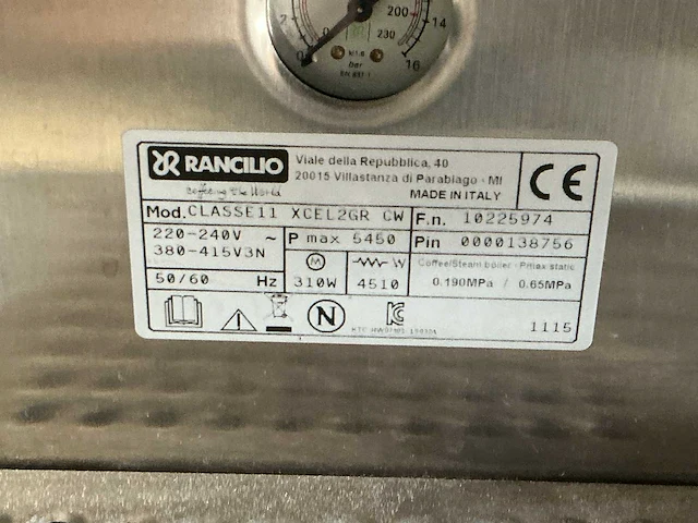 Rancilio classe 11 xcelsius 2groeps espressomachine - afbeelding 8 van  8