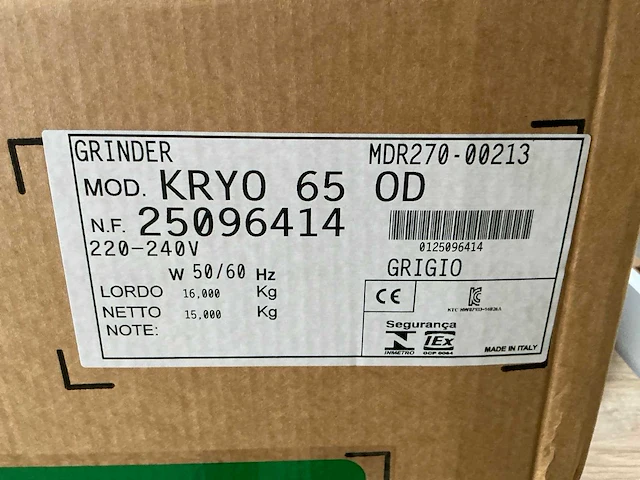Rancilio kryo 65 on demand koffiemolen nieuw in doos !!! - afbeelding 7 van  7