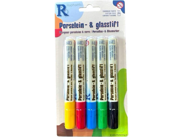 Raphaëllo porselein en glas stiften 5 kleuren - afbeelding 1 van  4