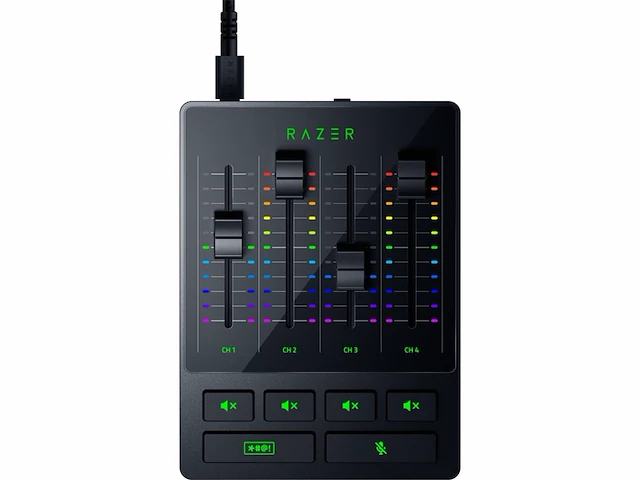 Razer audio mixer 4 kanaals analoog mengpaneel voor gaming & streaming 48v zwart - afbeelding 1 van  5