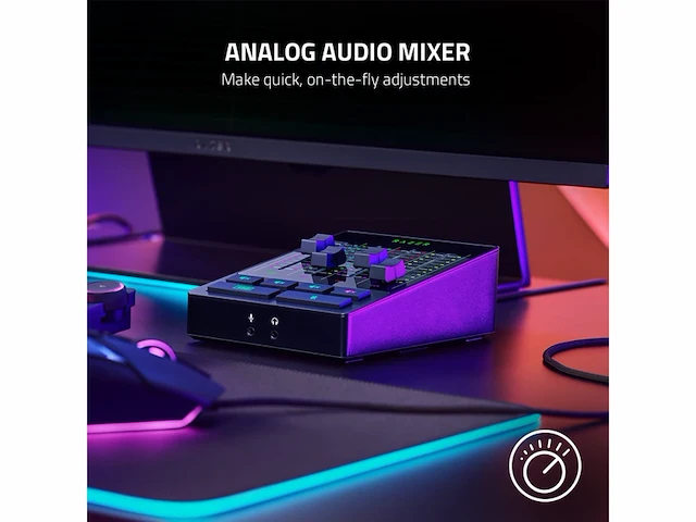 Razer audio mixer 4 kanaals analoog mengpaneel voor gaming & streaming 48v zwart - afbeelding 2 van  5