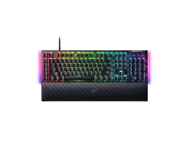 Razer blackwidow v4 mechanisch gaming toetsenbord green switch rgb 6 macrotoetsen qwerty - afbeelding 1 van  2