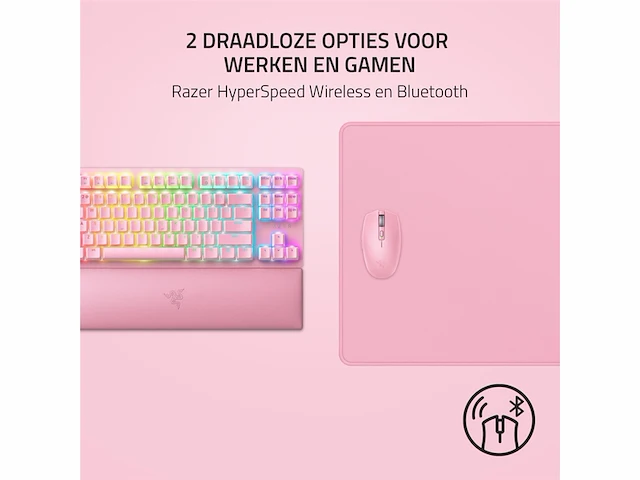 Razer orochi v2 draadloze gaming muis optisch 18.000 dpi ultra licht mechanisch roze - afbeelding 4 van  5