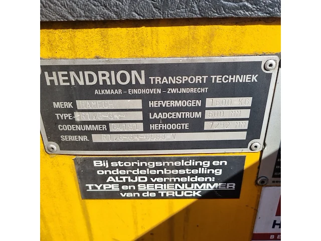 Reachtruck hamech, r1, 6-3w, bouwjaar 1996 - afbeelding 8 van  18