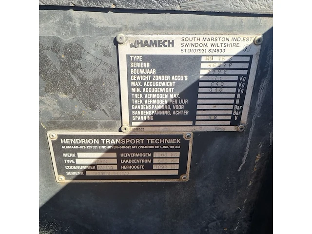 Reachtruck, hamech, r3 16s, 1992 - afbeelding 5 van  17