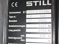 Reachtruck still fm 14n met maximale hefhoogte 782 cm. maximaal hefvermogen1 400 kg. bouwjaar 2002. 15186 d... - afbeelding 5 van  8