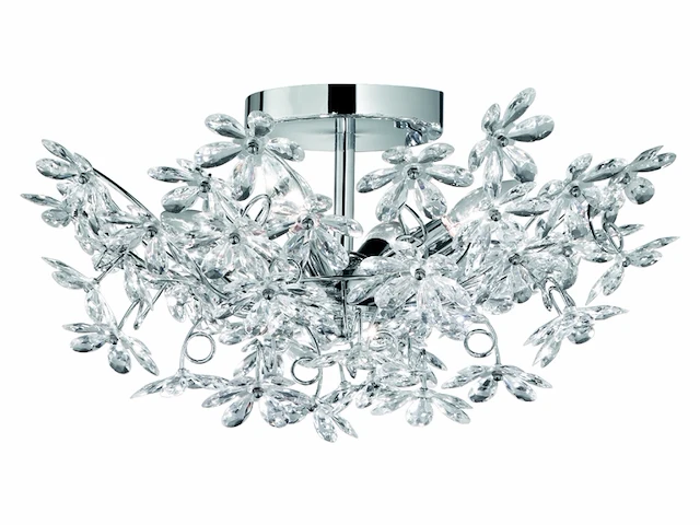 Reality flower plafondlamp excl. 4x e14 4w diameter 560 mm chroom multi kleurige en heldere blaadjes - afbeelding 3 van  4