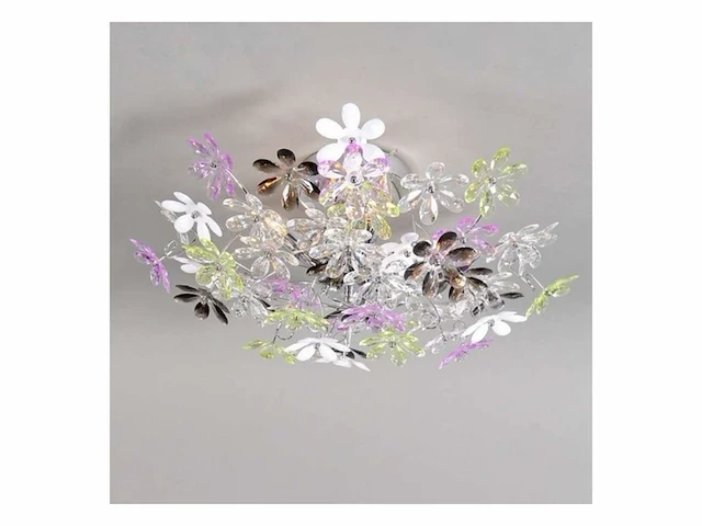 Reality flower plafondlamp excl. 4x e14 4w diameter 560 mm chroom multi kleurige en heldere blaadjes - afbeelding 4 van  4
