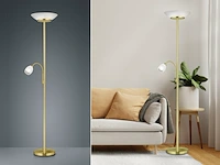 Reality gerry vloerlamp messing mat 1x e14 + 1x e27 licht apart schakelbaar flexibel - afbeelding 2 van  4