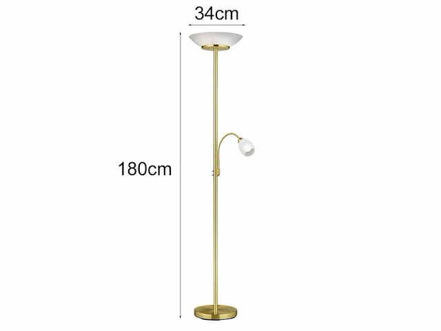 Reality gerry vloerlamp messing mat 1x e14 + 1x e27 licht apart schakelbaar flexibel - afbeelding 4 van  4