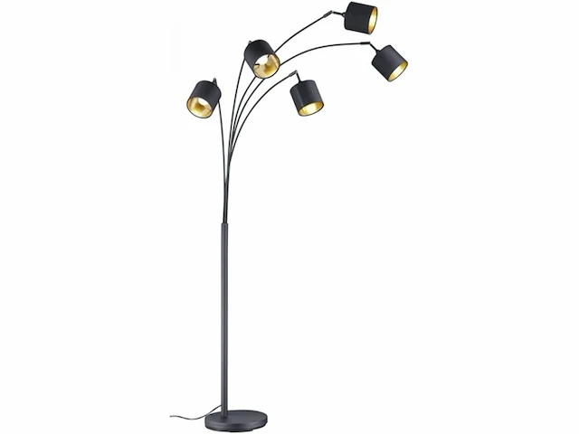 Reality leuchten booglamp tommy r46330501, metaal, nikkel mat, stoffen kappen wit - afbeelding 1 van  3