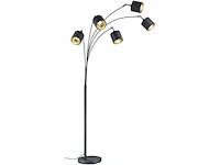 Reality leuchten booglamp tommy r46330501, metaal, nikkel mat, stoffen kappen wit - afbeelding 1 van  3
