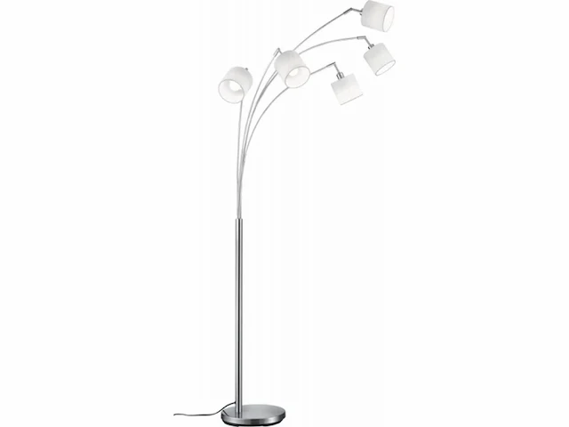 Reality leuchten booglamp tommy r46330501, metaal, nikkel mat, stoffen kappen wit - afbeelding 2 van  3