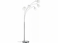 Reality leuchten booglamp tommy r46330501, metaal, nikkel mat, stoffen kappen wit - afbeelding 2 van  3