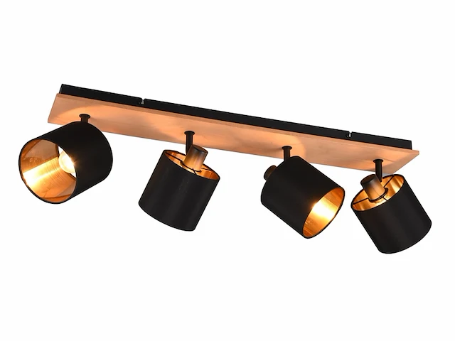 Reality tommy spot houtkleur excl. 4 x e14 rechthoek zwart/goud - afbeelding 1 van  3