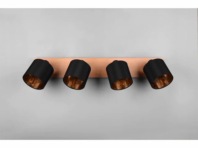 Reality tommy spot houtkleur excl. 4 x e14 rechthoek zwart/goud - afbeelding 3 van  3