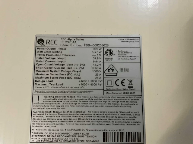 Rec alpha rec375aa zonnepaneel (8x) - afbeelding 4 van  5