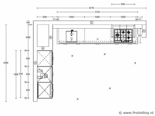 Rechte keuken met apparatenwand - afbeelding 2 van  13