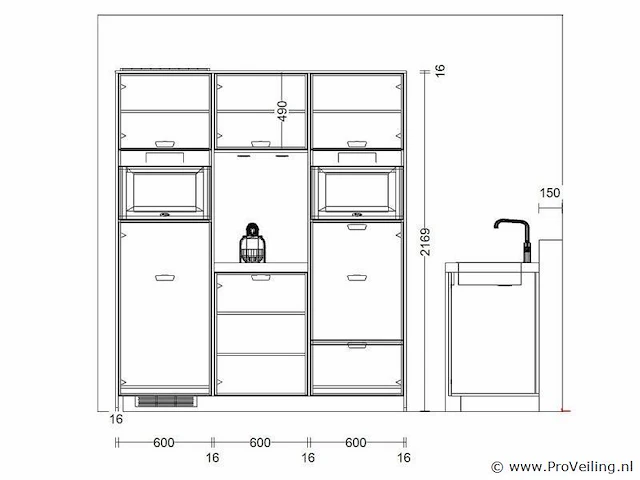 Rechte keuken met apparatenwand - afbeelding 3 van  13