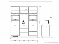Rechte keuken met apparatenwand - afbeelding 3 van  13