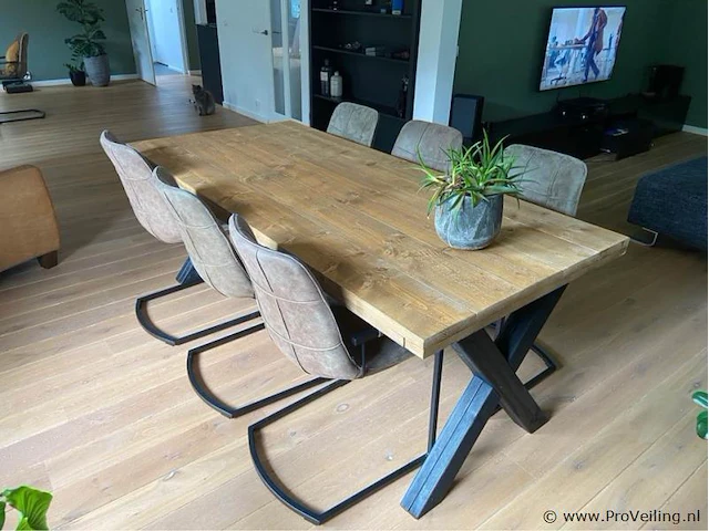 Rechthoek eettafel met kruispoot onderstel - 200 x 95 cm - afbeelding 1 van  3