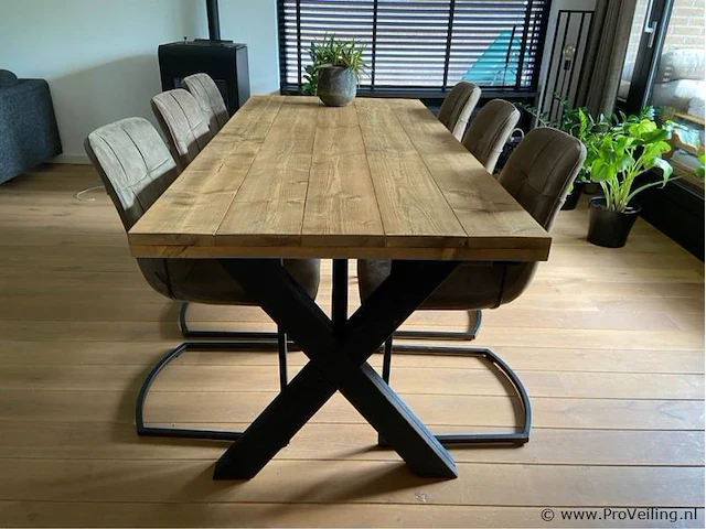 Rechthoek eettafel met kruispoot onderstel - 200 x 95 cm - afbeelding 2 van  3