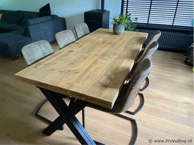 Rechthoek eettafel met kruispoot onderstel - 200 x 95 cm - afbeelding 3 van  3