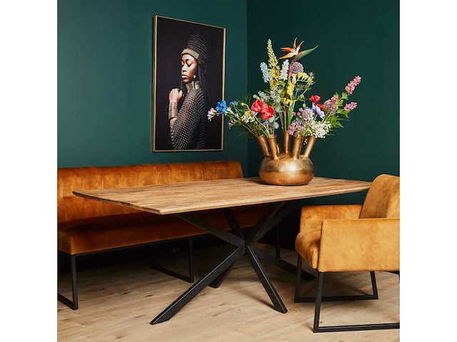 Rechthoekige mangohout tafel 160cm - afbeelding 1 van  2