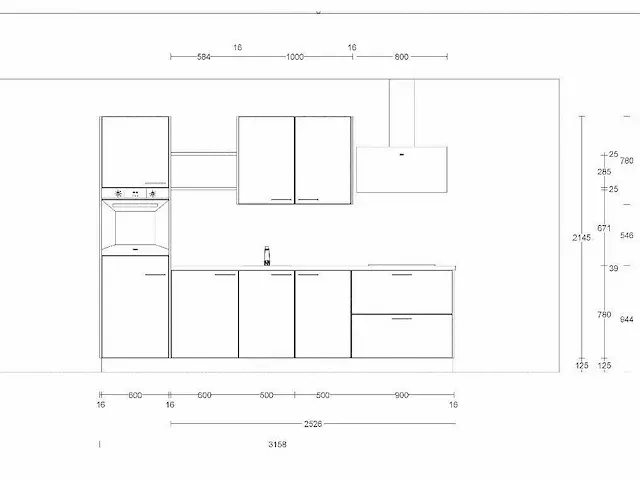 Rechtopgestelde keuken - afbeelding 2 van  5