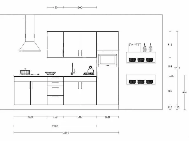 Rechtopgestelde keuken - afbeelding 2 van  6