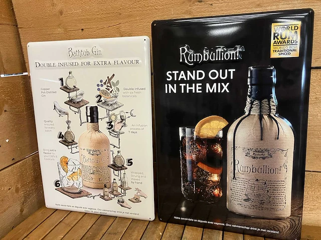 Reclameborden gin/rum (2x) - afbeelding 1 van  3
