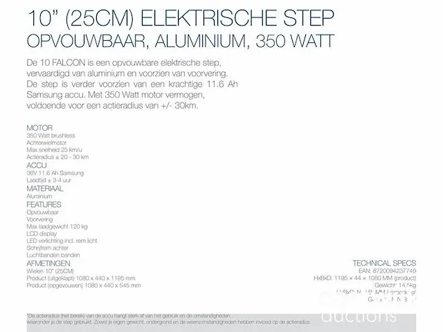 Red6 10 falcon, gloednieuwe elektrische step - afbeelding 4 van  4