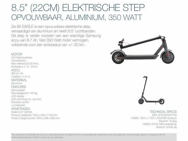 Red6 85 eagle opvouwbare elektrische step, nieuw uit de doos - afbeelding 4 van  4