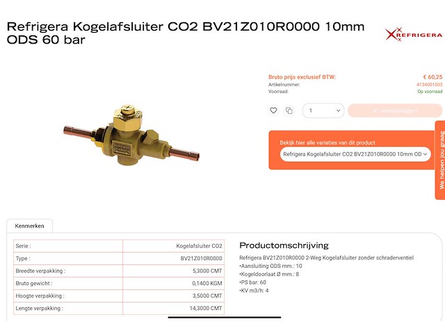 Refrigera bv20z010r0000 kogelafsluiter 2-weg 10 mm ods 52 bar (13x) - afbeelding 7 van  7