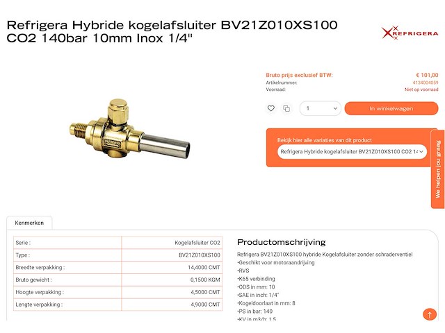 Refrigera bv21z010xs100 hybride kogelafsluiter (15x) - afbeelding 6 van  6