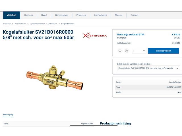 Refrigera sv21b016r0000 kogelafsluiter 2-weg co2 5/8" ods 60 bar schrader (12x) - afbeelding 7 van  8