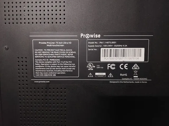 Refurbished prowise proline+ 75 inch 4k touchscreen monitor - afbeelding 2 van  4