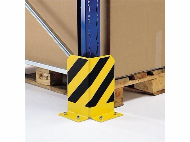 Regalwerk reksysteem hoekvorm standaard hoogte 400 mm plaatstaal geel/zwart gelakt - afbeelding 1 van  1
