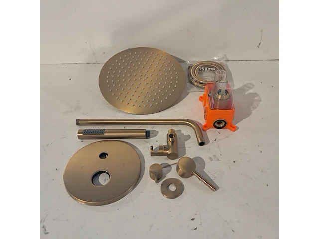 Regendoucheset, inbouw round, brushed gold - afbeelding 2 van  9