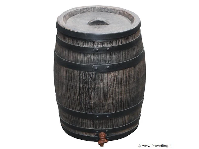 Regenton, houten look, incl. kraan, 50 liter - afbeelding 1 van  1